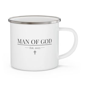 Enamel Camping Mug, Say It Soul, Man Of God T-shirt, Christian, Religious, Faith-based, Faith-based Activewear, Christian Shirts, Church Group Shirts