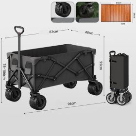 Camping Cart Foldable Outdoor Hand Push Picnic Pull Rod (Option: Gather up a black table)