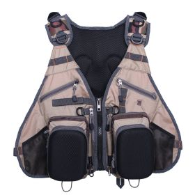 Fly Fishing Vest Pack Adjustable for Men and Women (Color: Khaki)