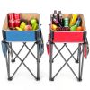 2 Pieces Folding Camping Tables with Large Capacity Storage Sink for Picnic